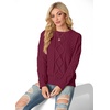 image:imageGRECERELLE 2026 Womens Fall Winter Long Sleeve Casual Pullover Sweater TopsWine Red