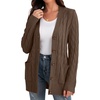image:imageGRECERELLE 2026 Womens Long Sleeve Cable Knit Cardigan Sweater with Pockets02dark Khaki