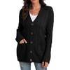 image:imageGRECERELLE 2026 Womens Long Sleeve Cable Knit Cardigan Sweater with Pockets03black