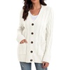 image:imageGRECERELLE 2026 Womens Long Sleeve Cable Knit Cardigan Sweater with Pockets04white