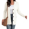 image:imageGRECERELLE 2026 Womens Long Sleeve Cable Knit Cardigan Sweater with Pockets04white