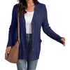 image:imageGRECERELLE 2026 Womens Long Sleeve Cable Knit Cardigan Sweater with Pockets05navy Blue