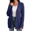 image:imageGRECERELLE 2026 Womens Long Sleeve Cable Knit Cardigan Sweater with Pockets05navy Blue