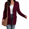 image:imageGRECERELLE 2026 Womens Long Sleeve Cable Knit Cardigan Sweater with Pockets06wine Red