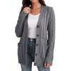 image:imageGRECERELLE 2026 Womens Long Sleeve Cable Knit Cardigan Sweater with Pockets07dark Gray