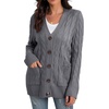 image:imageGRECERELLE 2026 Womens Long Sleeve Cable Knit Cardigan Sweater with Pockets07dark Gray