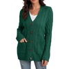 image:imageGRECERELLE 2026 Womens Long Sleeve Cable Knit Cardigan Sweater with Pockets08dark Green