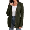 image:imageGRECERELLE 2026 Womens Long Sleeve Cable Knit Cardigan Sweater with Pockets09army Green