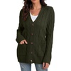 image:imageGRECERELLE 2026 Womens Long Sleeve Cable Knit Cardigan Sweater with Pockets09army Green