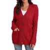 image:imageGRECERELLE 2026 Womens Long Sleeve Cable Knit Cardigan Sweater with Pockets10red