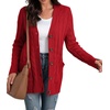 image:imageGRECERELLE 2026 Womens Long Sleeve Cable Knit Cardigan Sweater with Pockets10red
