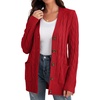 image:imageGRECERELLE 2026 Womens Long Sleeve Cable Knit Cardigan Sweater with Pockets10red