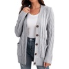 image:imageGRECERELLE 2026 Womens Long Sleeve Cable Knit Cardigan Sweater with Pockets11gray