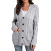 image:imageGRECERELLE 2026 Womens Long Sleeve Cable Knit Cardigan Sweater with Pockets11gray