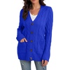 image:imageGRECERELLE 2026 Womens Long Sleeve Cable Knit Cardigan Sweater with Pockets12royal Blue