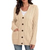image:imageGRECERELLE 2026 Womens Long Sleeve Cable Knit Cardigan Sweater with Pockets23beige