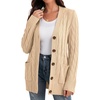 image:imageGRECERELLE 2026 Womens Long Sleeve Cable Knit Cardigan Sweater with Pockets23beige