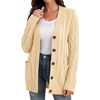 image:imageGRECERELLE 2026 Womens Long Sleeve Cable Knit Cardigan Sweater with Pockets25apricot