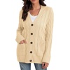 image:imageGRECERELLE 2026 Womens Long Sleeve Cable Knit Cardigan Sweater with Pockets25apricot