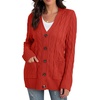image:imageGRECERELLE 2026 Womens Long Sleeve Cable Knit Cardigan Sweater with Pockets26pumpkin