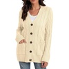 image:imageGRECERELLE 2026 Womens Long Sleeve Cable Knit Cardigan Sweater with Pockets27off White