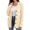 image:imageGRECERELLE 2026 Womens Long Sleeve Cable Knit Cardigan Sweater with Pockets27off White