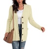 image:imageGRECERELLE 2026 Womens Long Sleeve Cable Knit Cardigan Sweater with PocketsApricot White