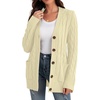 image:imageGRECERELLE 2026 Womens Long Sleeve Cable Knit Cardigan Sweater with PocketsApricot White