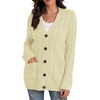 image:imageGRECERELLE 2026 Womens Long Sleeve Cable Knit Cardigan Sweater with PocketsApricot White