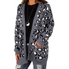 image:imageGRECERELLE 2026 Womens Long Sleeve Cable Knit Cardigan Sweater with PocketsB03 Leopard Print Dark Gray