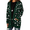 image:imageGRECERELLE 2026 Womens Long Sleeve Cable Knit Cardigan Sweater with PocketsB09 Leopard Print Dark Green