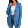 image:imageGRECERELLE 2026 Womens Long Sleeve Cable Knit Cardigan Sweater with PocketsBlue
