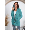 image:imageGRECERELLE 2026 Womens Long Sleeve Cable Knit Cardigan Sweater with PocketsBlue Green