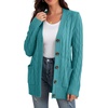 image:imageGRECERELLE 2026 Womens Long Sleeve Cable Knit Cardigan Sweater with PocketsBlue Green