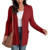 image:imageGRECERELLE 2026 Womens Long Sleeve Cable Knit Cardigan Sweater with PocketsBrick Red