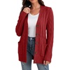 image:imageGRECERELLE 2026 Womens Long Sleeve Cable Knit Cardigan Sweater with PocketsBrick Red