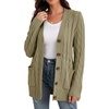 image:imageGRECERELLE 2026 Womens Long Sleeve Cable Knit Cardigan Sweater with PocketsCocoa