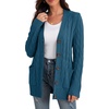 image:imageGRECERELLE 2026 Womens Long Sleeve Cable Knit Cardigan Sweater with PocketsCyan Blue