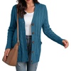 image:imageGRECERELLE 2026 Womens Long Sleeve Cable Knit Cardigan Sweater with PocketsCyan Blue
