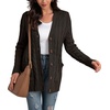 image:imageGRECERELLE 2026 Womens Long Sleeve Cable Knit Cardigan Sweater with PocketsDark Coffee