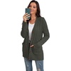 image:imageGRECERELLE 2026 Womens Long Sleeve Cable Knit Cardigan Sweater with PocketsDark Heather Gray