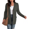 image:imageGRECERELLE 2026 Womens Long Sleeve Cable Knit Cardigan Sweater with PocketsDark Heather Gray