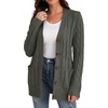 image:imageGRECERELLE 2026 Womens Long Sleeve Cable Knit Cardigan Sweater with PocketsDark Heather Gray