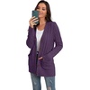 image:imageGRECERELLE 2026 Womens Long Sleeve Cable Knit Cardigan Sweater with PocketsDark Purple
