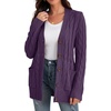 image:imageGRECERELLE 2026 Womens Long Sleeve Cable Knit Cardigan Sweater with PocketsDark Purple