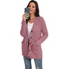 image:imageGRECERELLE 2026 Womens Long Sleeve Cable Knit Cardigan Sweater with PocketsDeep Pink