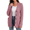 image:imageGRECERELLE 2026 Womens Long Sleeve Cable Knit Cardigan Sweater with PocketsDeep Pink