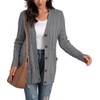 image:imageGRECERELLE 2026 Womens Long Sleeve Cable Knit Cardigan Sweater with PocketsGray Blue