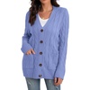 image:imageGRECERELLE 2026 Womens Long Sleeve Cable Knit Cardigan Sweater with PocketsLight Blue