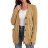 image:imageGRECERELLE 2026 Womens Long Sleeve Cable Knit Cardigan Sweater with PocketsLight Camel